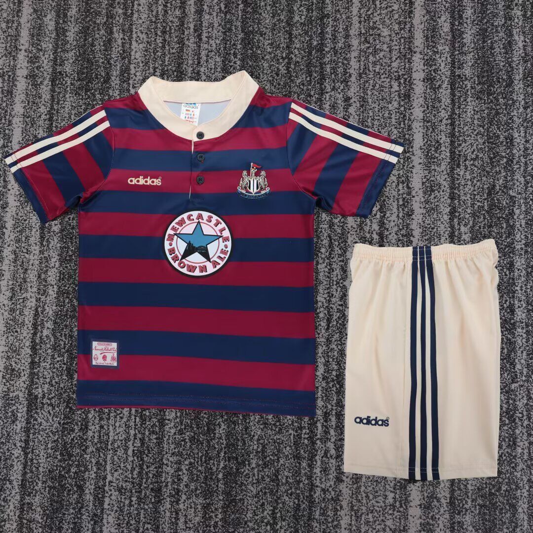 Kids-Newcastle 96/97 Away Dark Blue/Red Soccer Jersey